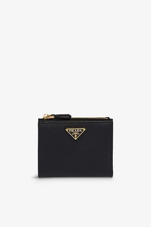 Prada Womens Brand-Plaque Small Saffiano Leather Wallet