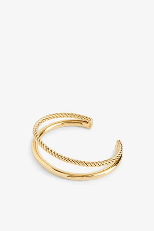 Oma The Label Womens Twisted 18ct Yellow -Plated Stainless Steel Bangle