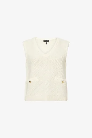 RAG&BONE Womens Claire V-Neck Stretch-Cotton Blend Vest