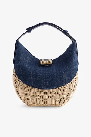 RODO Womens Laurelle Willow Denim and Woven Shoulder Bag