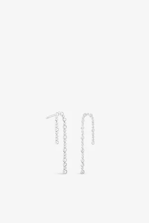 Astrid & Miyu Womens Gleam Crystal Rhodium-Plated Recycled Sterling- Drop Studs