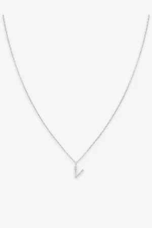 Astrid & Miyu Womens Initial V -Plated Recycled Sterling-Silver and Cubic Zirconia Pendant Necklace