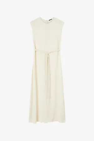 Joseph Womens Garnier Pleated-Texture Viscose and Silk-Blend Midi Dress