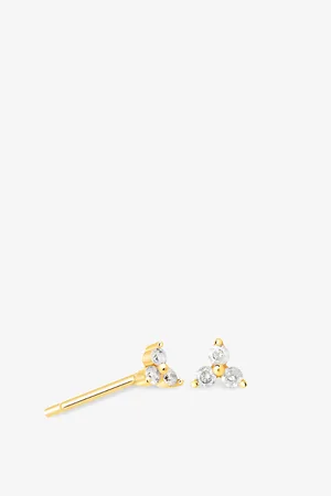 Astrid & Miyu Womens Triple Crystal 18ct -Plated Sterling-Silver Stud Earrings