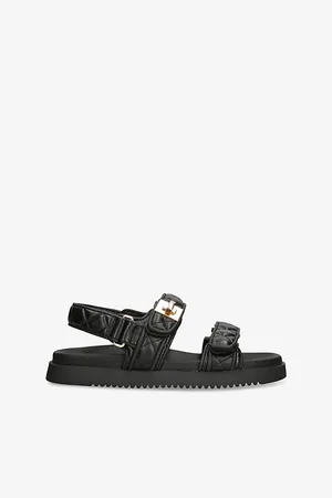Steve Madden Womens Mona-Q Leather Flat Sandals