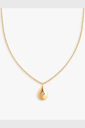 Astrid & Miyu Womens Pear Charm 18ct Yellow Gold-Plated Recycled Sterling-Silver and Cubic Zirconia Necklace