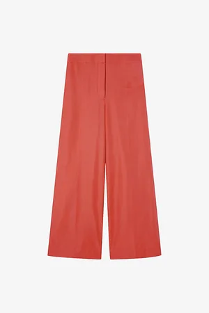 Joseph Womens Thurlow Wide-Leg High-Rise Silk and Cotton-Blend Trousers
