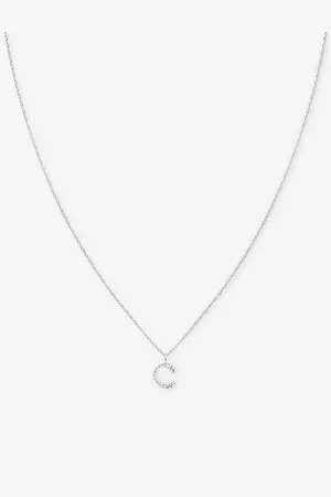 Astrid & Miyu Womens Letter C 18ct -Plated Recycled Sterling-Silver and Cubic Zirconia Pendant Necklace