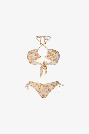 By Malina Womens Blanka Floral-Print Bandeau Bikini Top