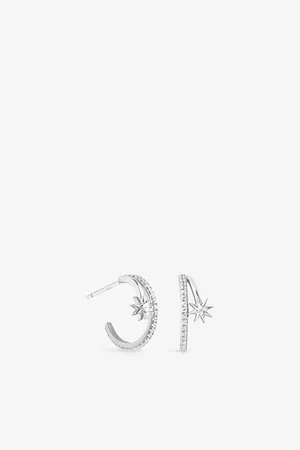 Astrid & Miyu Womens Cosmic Illusion Rhodium-Plated Recycled Sterling-Silver and Cubic Zirconia Crystal Hoop Earrings