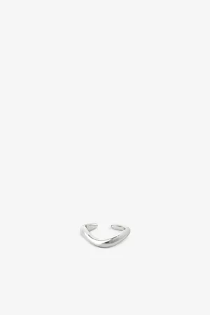 Astrid & Miyu Womens Wave Recycled Sterling- and Enamel Single Ear Cuff