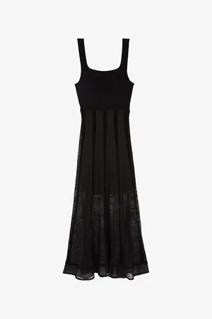 The Kooples Womens Scoop-Neck Sleeveless Woven Maxi Dress