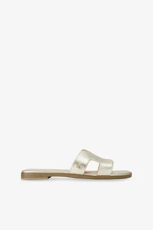 Kurt Geiger Womens Raven Faux-Leather Flat Sandals
