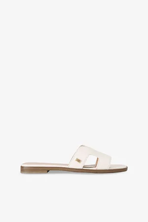 Kurt Geiger Womens Raven Faux-Leather Flat Sandals