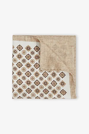 Reiss Mens Giotte Medallion-Print Silk Pocket Square