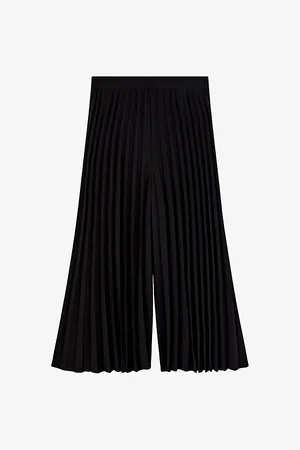 Joseph Womens Anvers Pleated Wide-Leg High-Rise Crepe Trousers