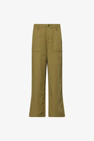 GOOD AMERICAN Womens Drawstring Wide-Leg Cotton-Blend Trousers