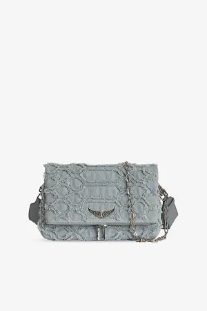 Zadig & Voltaire Womens Rocky Fringed Denim Cross Body Bag