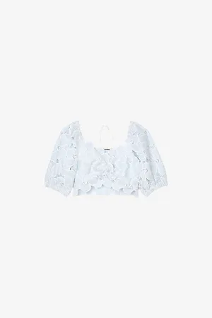 Sandro Womens Guipure Lace Cropped Top