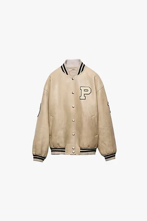 Prada Womens Patch-Motif Relaxed-Fit Leather Bomber Jacket