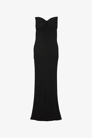 Sandro Womens Strapless Sweetheart-Neck Knitted Maxi Dress