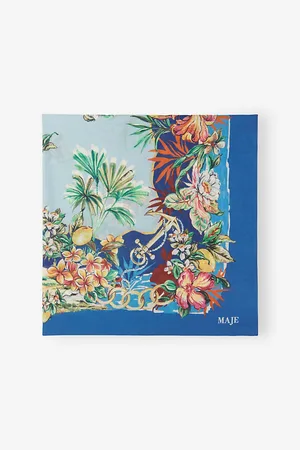 Maje Womens Tropical-Print Square Cotton Scarf