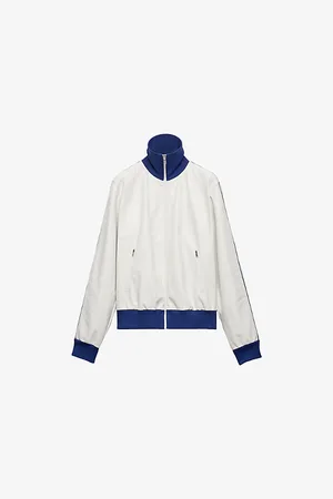 Prada Mens Logo-Print Regular-Fit Leather Jacket