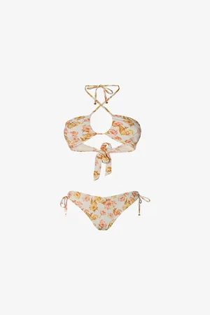 By Malina Womens Blanka Floral-Print Side-Tie Bikini Bottoms