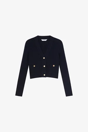 LK Bennett Womens Shona V-Neck Cotton-Blend Cardigan