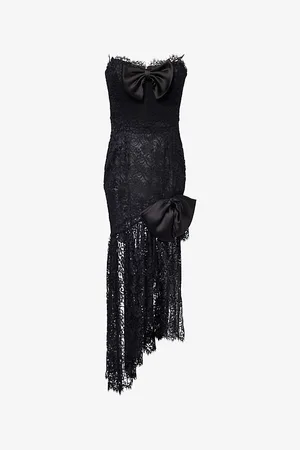 Alessandra Rich Womens Bustier Bow-Embroidered Lace Maxi Dress
