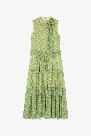 LK Bennett Womens Kristin Blossom-Print Tiered Woven Maxi Dress
