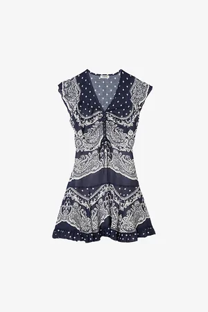 Sandro Womens Bandana-Print Woven Mini Dress