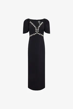 HUISHAN ZHANG Womens Myrna Crystal-Embellished Stretch-Woven Midi Dress