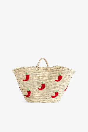Bonita Womens Pepper Palm Leaf Basket Bag
