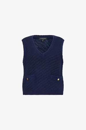 RAG&BONE Womens Claire V-Neck Stretch-Cotton Blend Vest