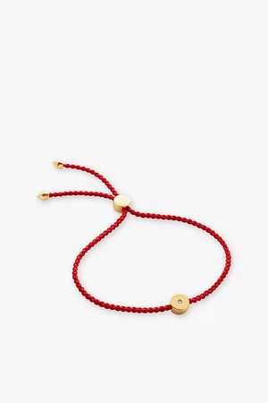 Monica Vinader Womens Linear 18ct -Plated Vermeil Sterling-Silver, Cord and 0.06ct Round-Cut Diamond Bracelet