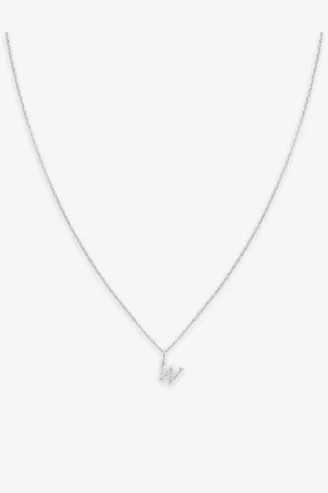 Astrid & Miyu Womens Initial W -Plated Recycled Sterling-Silver and Cubic Zirconia Pendant Necklace