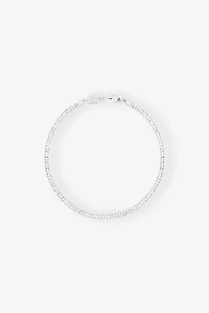Astrid & Miyu Womens Tennis Rhodium-Plated Sterling- and Cubic Zirconia Bracelet