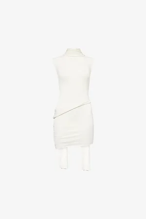 AYA MUSE Womens Solar Draped Silk-Blend Knit Mini Dress