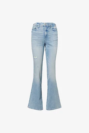 GOOD AMERICAN Womens Good Classic Bootcut Mid-Rise Denim-Blend Jeans