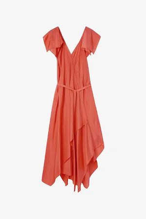 Joseph Womens Plumet Asymmetric-Hem Silk-Habotai Maxi Dress