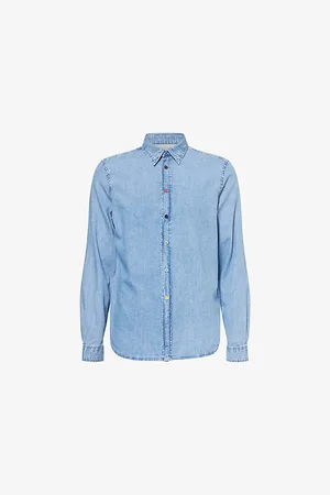 Paul Smith Mens Mid-Wash Tailored-Fit Denim Shirt