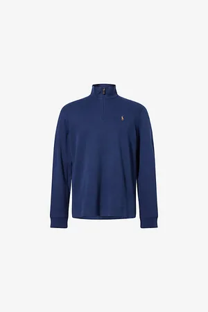 Ralph Lauren Mens Half-Zip Logo-Embroidered Cotton-Jersey Sweatshirt