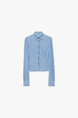 Prada Womens Striped Long-Sleeved Cotton-Piqué Shirt