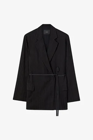 Joseph Womens Amelot Pleated-Texture Viscose and Silk-Blend Blazer