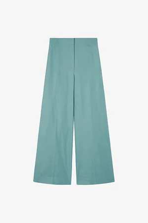 Joseph Womens Thurlow Wide-Leg High-Rise Silk and Cotton-Blend Trousers
