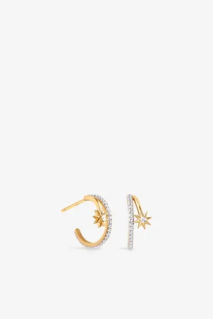 Astrid & Miyu Womens Cosmic Illusion Rhodium-Plated Recycled Sterling-Silver and Cubic Zirconia Crystal Hoop Earrings