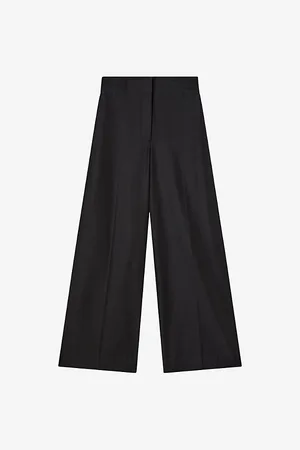 Joseph Womens Thurlow Wide-Leg High-Rise Silk and Cotton-Blend Trousers