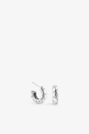 Astrid & Miyu Womens Cosmic Dome Small 18ct Yellow-Gold Plated Brass and Cubic Zirconia Hoop Earrings