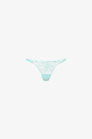 BlueBella Womens Lilly Floral-Embroidered Stretch-Lace Thong